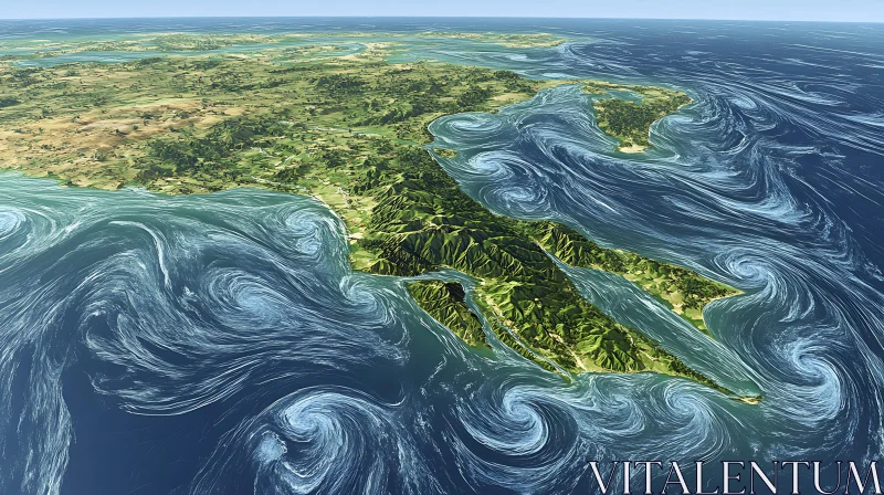 Swirling Sea Around Green Island
