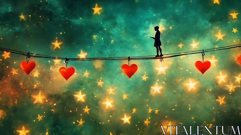 AI ART Silhouette's Heartfelt Journey Among the Stars