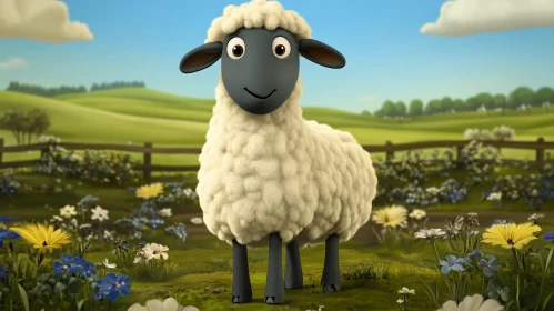 Whimsical Sheep in a Sunny Field