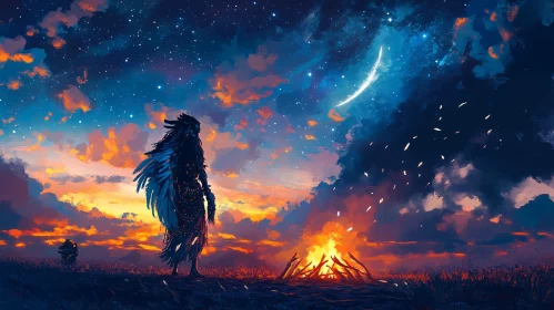 Celestial Bonfire Night Illustration
