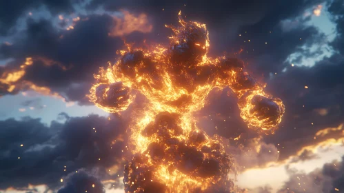 Mythical Fire Creature at Dusk