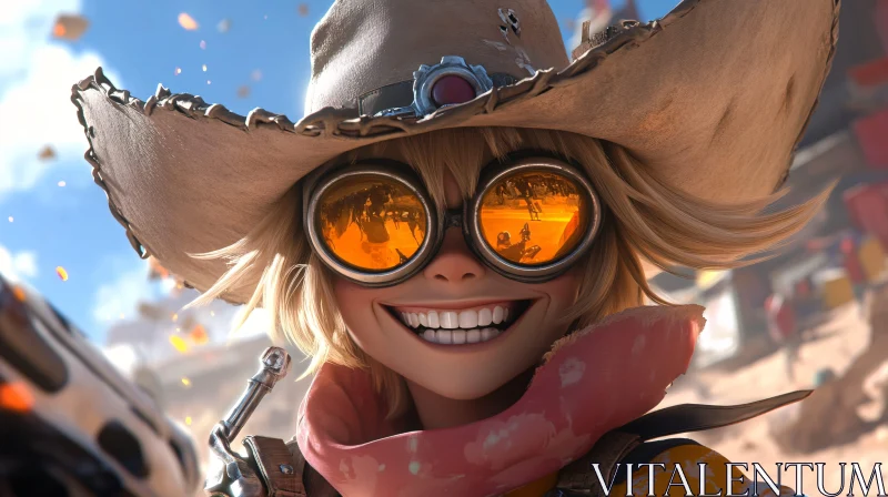 Optimistic Woman in Desert Gear AI Image