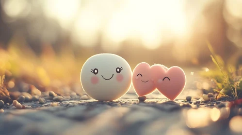 Smiling Face and Pink Hearts Together