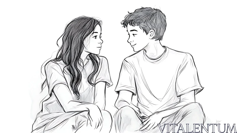 Pencil Sketch of a Loving Couple