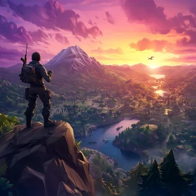 Sunset Over Mountain Landscape
