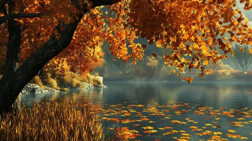 Fall Foliage Reflection on Still Waters