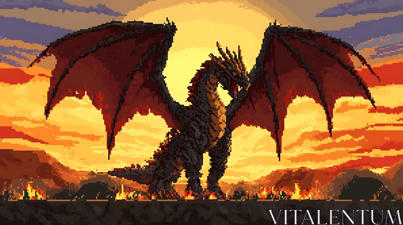 Sunset Dragon Pixel Art