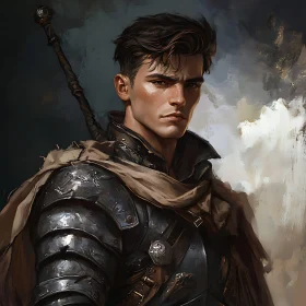 Armored Man with Scarf Digital Painting