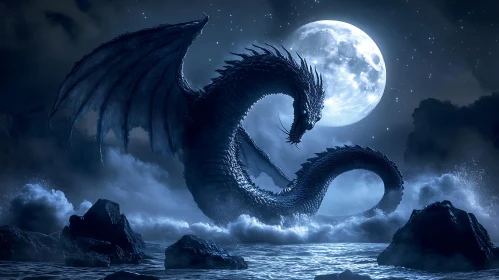 Lunar Dragon Rising Above the Sea