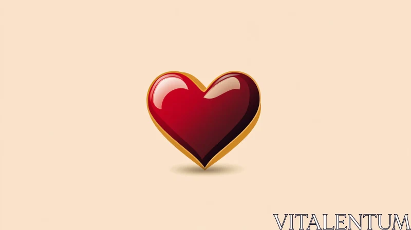 Glossy Red Heart with Golden Outline