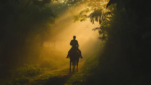 Riding Through Forest in the Sunlight