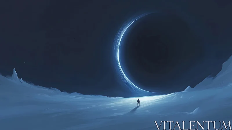 Figure Before the Cosmic Crescent