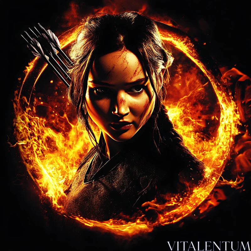 Woman with Arrows Surrounded by Fire