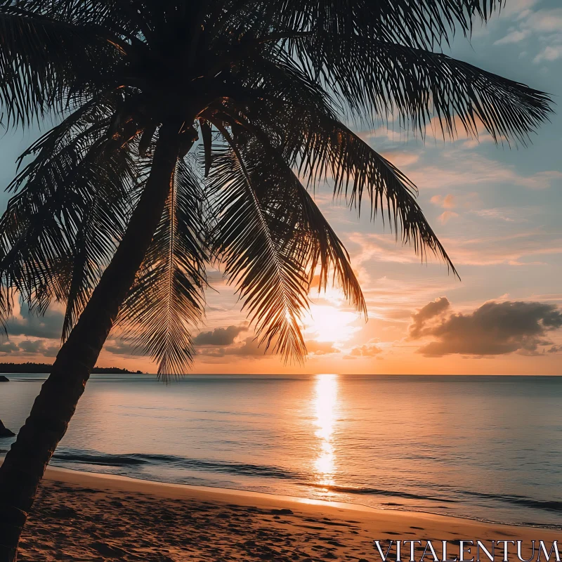 Sunset Serenity Under the Palm Tree
