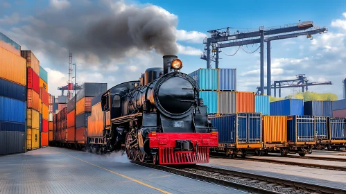 Old Locomotive Transporting Goods