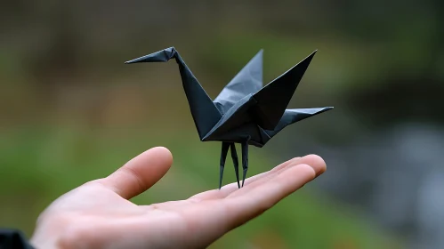 Paper Crane on Palm - Artistic Craft