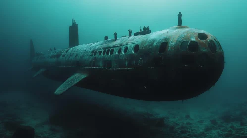 Submerged Vessel in the Deep Sea