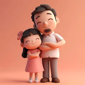 Cartoon Father-Daughter Bonding Moment