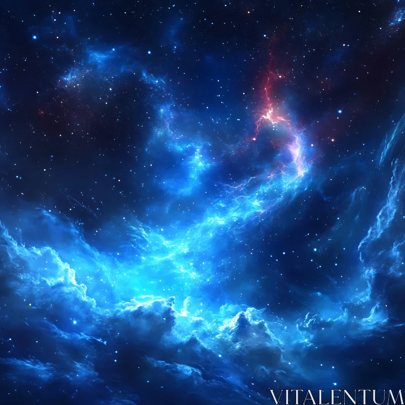 Celestial Blue Nebula and Starry Expanse