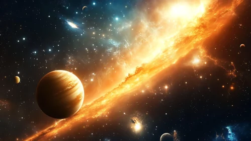 Cosmic View of Planets and Nebula