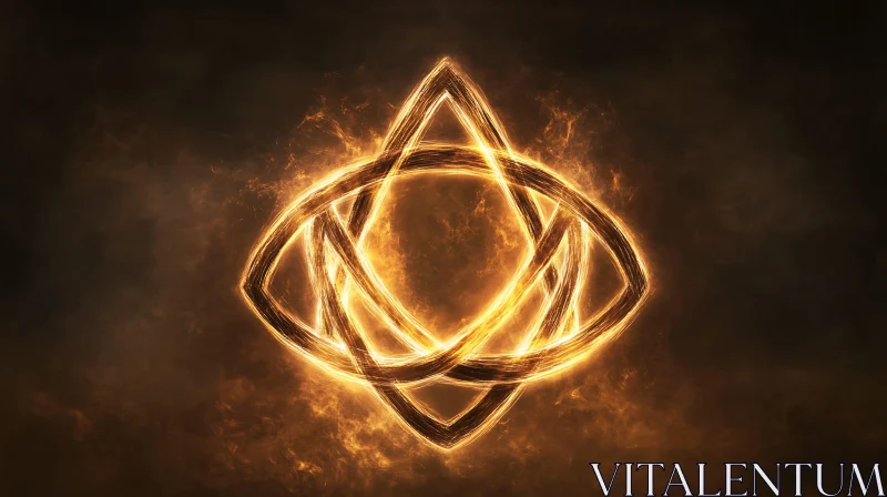 Fiery Abstract Symbol in Dark Smoky Environment