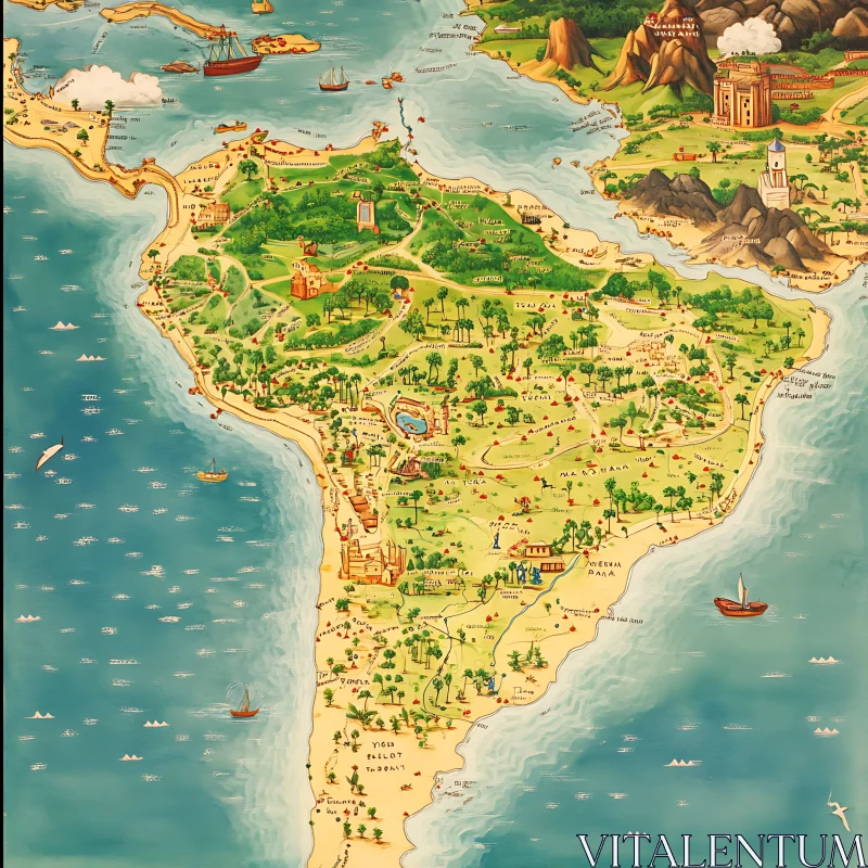 Whimsical South America Illustrated Map