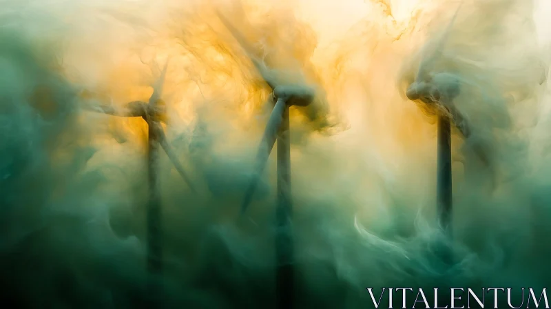 Wind Energy Landscape in Dreamy Haze