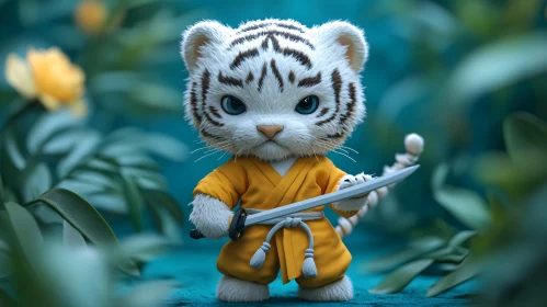 Fierce Feline: Tiger Cub with Sword