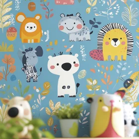 Colorful Cartoon Animals for Kids' Wall Adornment