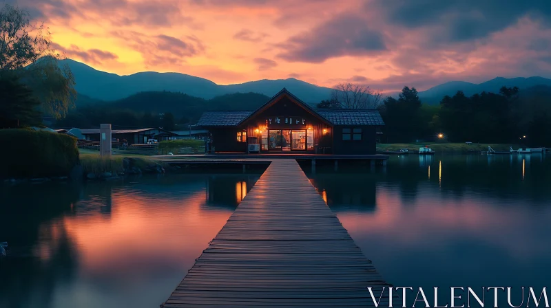 Sunset Reflection on Lake House