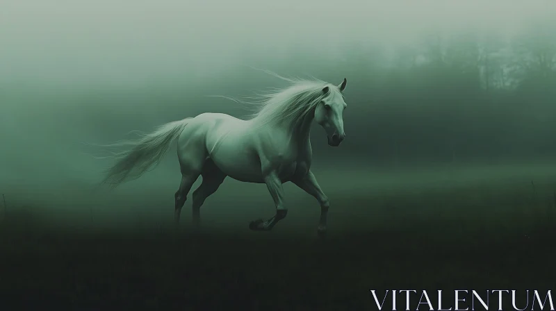 Ghostly Gallop: Horse in the Mist