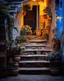 Old Town Stairway at Night