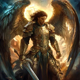 Winged Warrior Angel with Sword