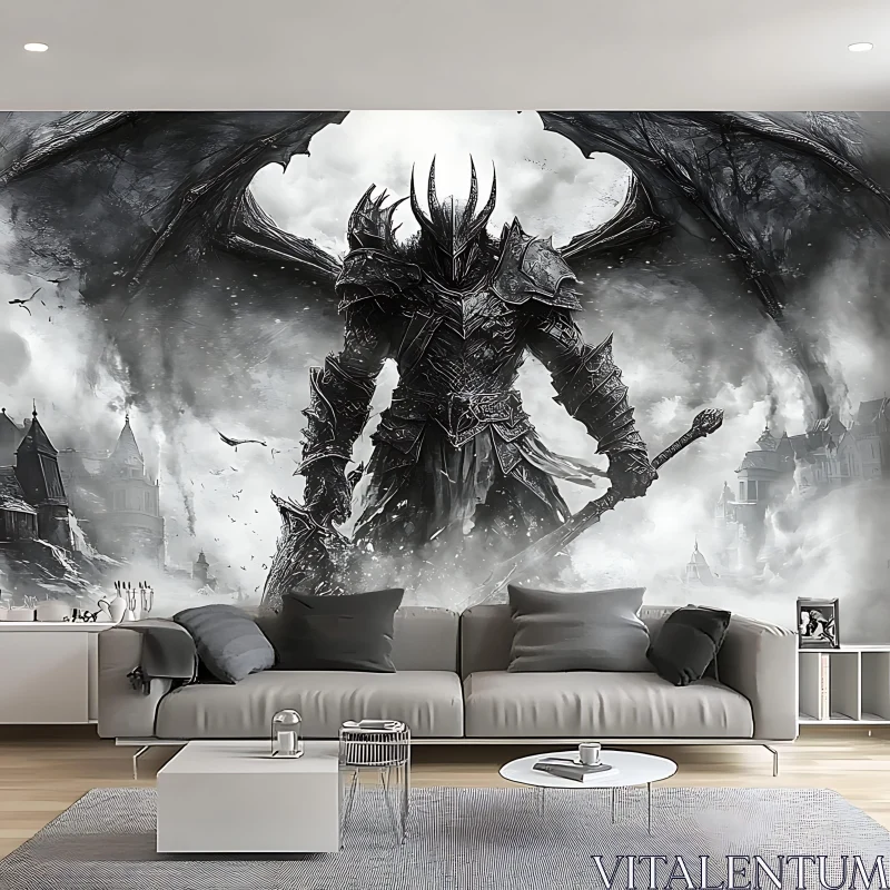Winged Warrior in Grayscale