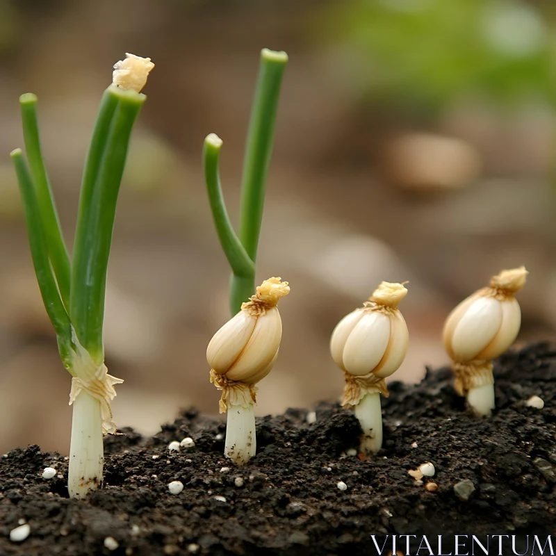 Emerging Onion Seedlings AI Image