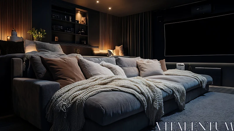 Relaxing Home Cinema with Plush Couch