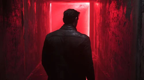 Silhouette in Red Corridor