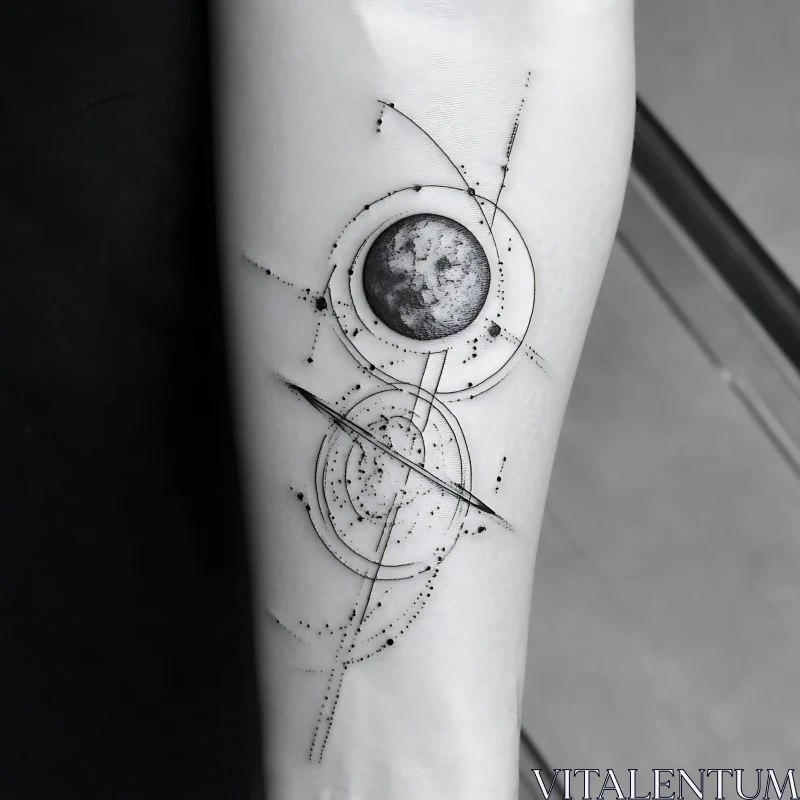 Tech-inspired Celestial Circle Tattoo AI Image