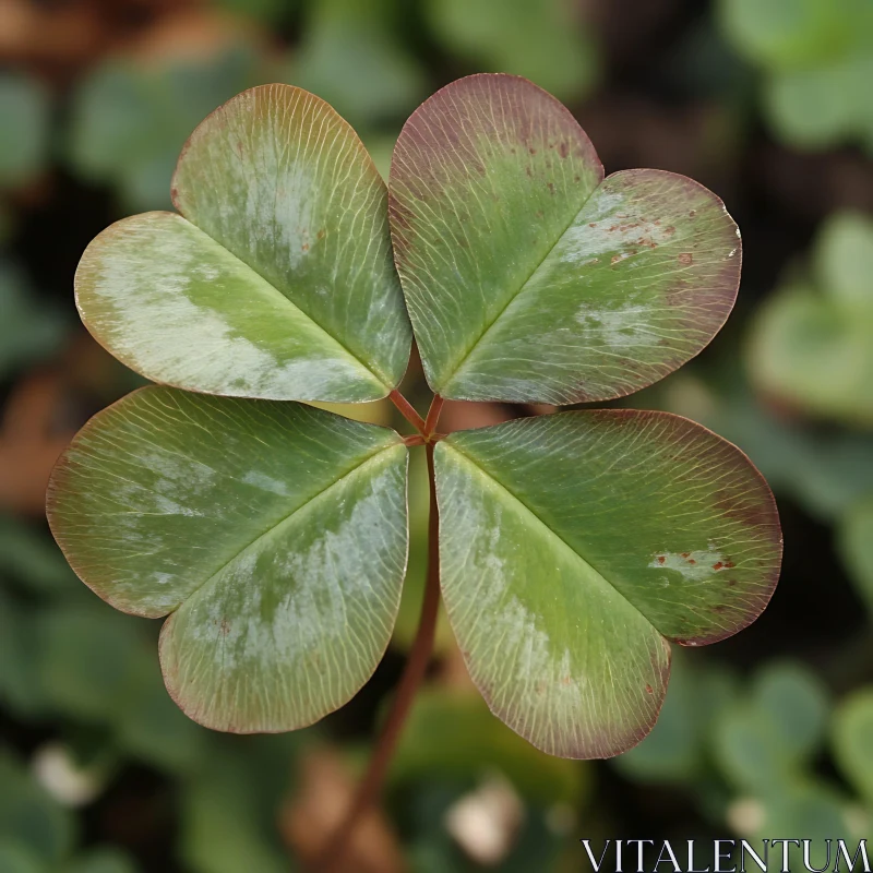 Detailed View of a Four-Leaf Clover