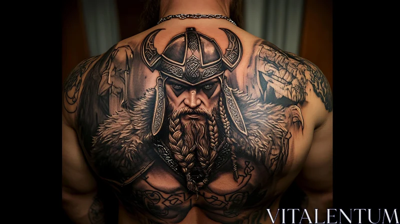 Detailed Viking Tattoo on Man's Back