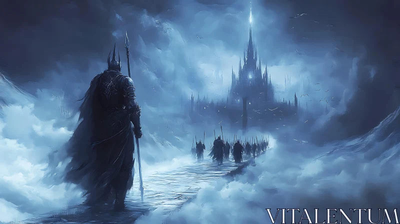 Fantasy Warrior and Castle Illustration