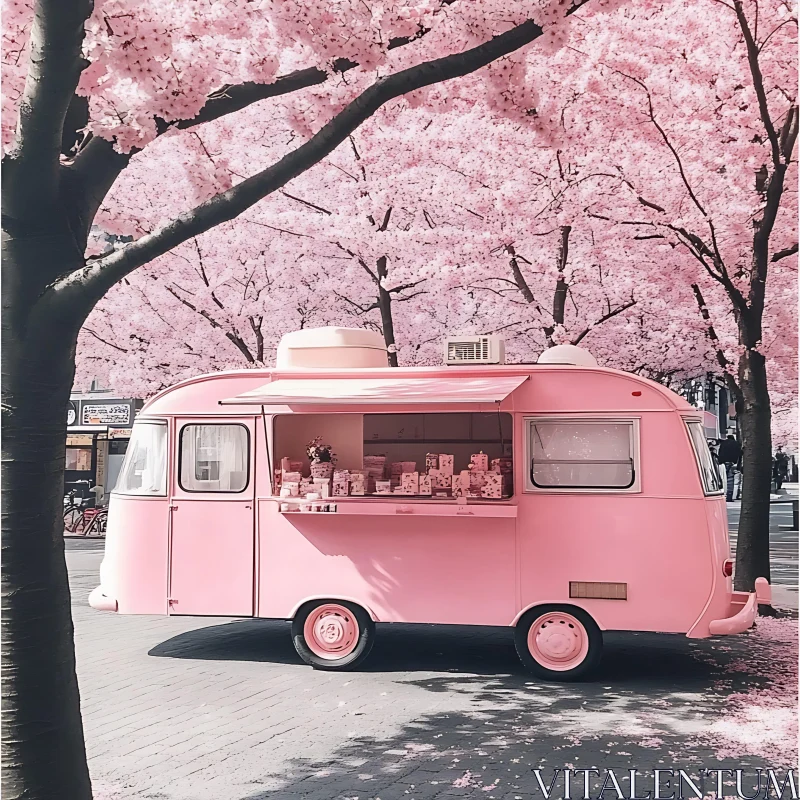 AI ART Blossom-Covered Food Truck