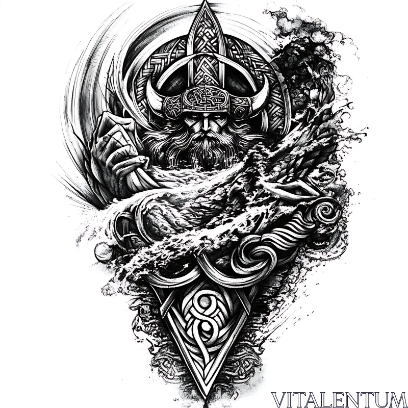 Black and White Viking Illustration