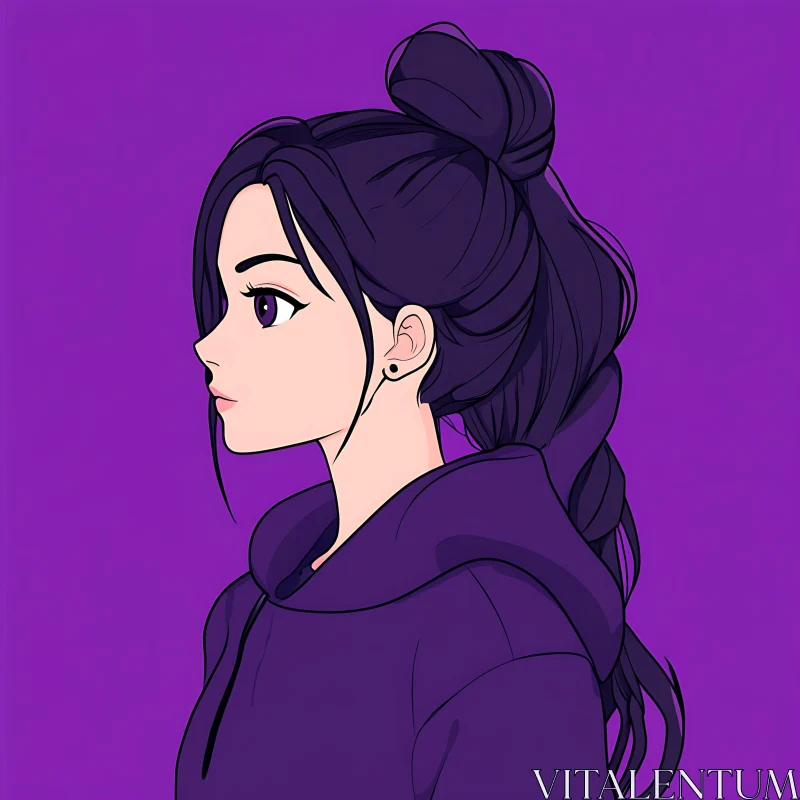 Profile of a Purple Anime Character AI Image