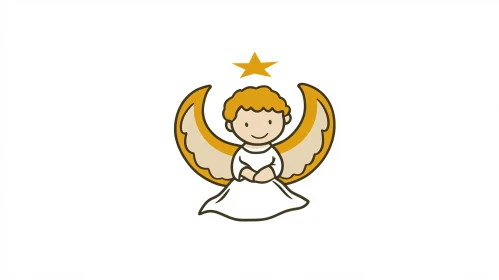 Cute Angel Character Art with Star