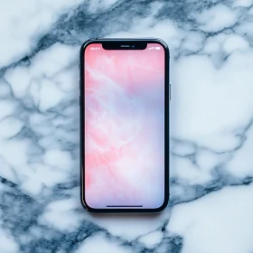 Pink Smartphone on Marble Background