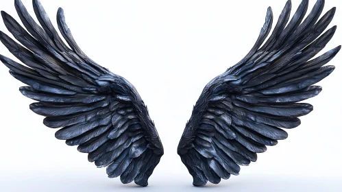 Abstract Black Wings on White