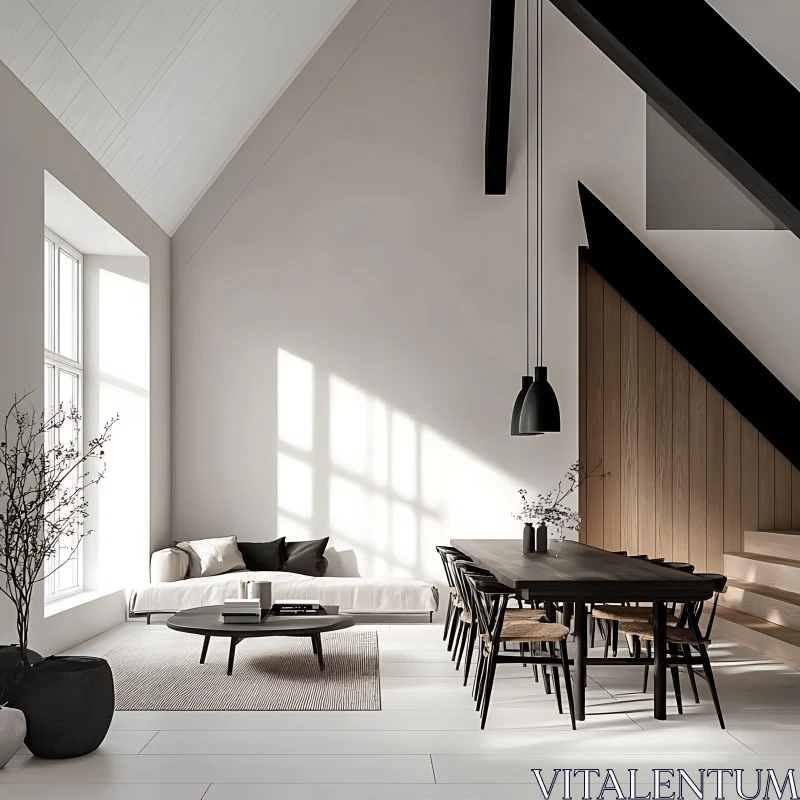 AI ART Modern Home Interior with High Ceiling