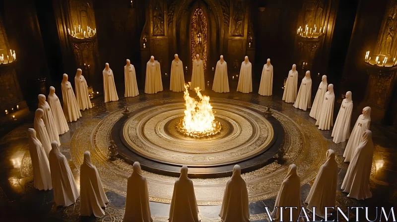 Enigmatic Gathering Around the Fire
