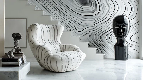 Modern Interior with Sculptural Elements